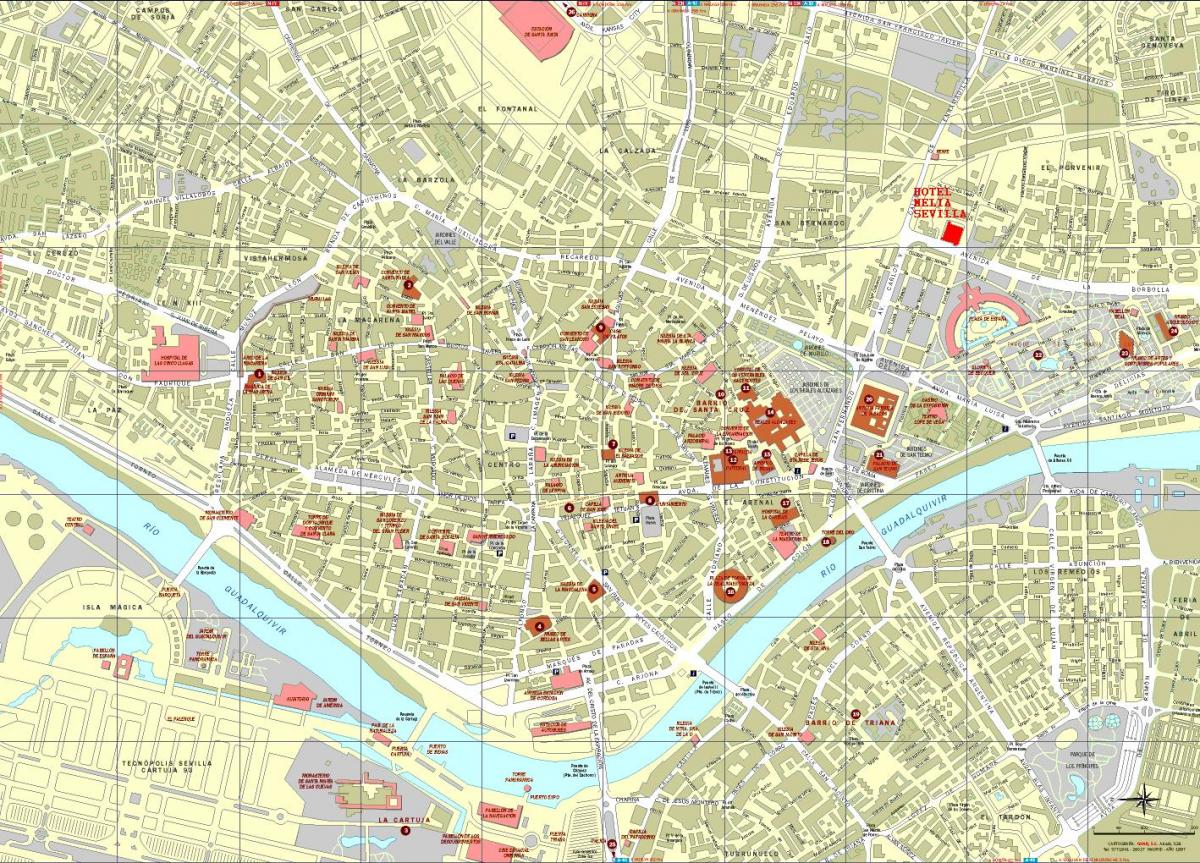 mapa Sevilla a okolí