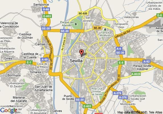 barrio de santa cruz, Sevilla mapě
