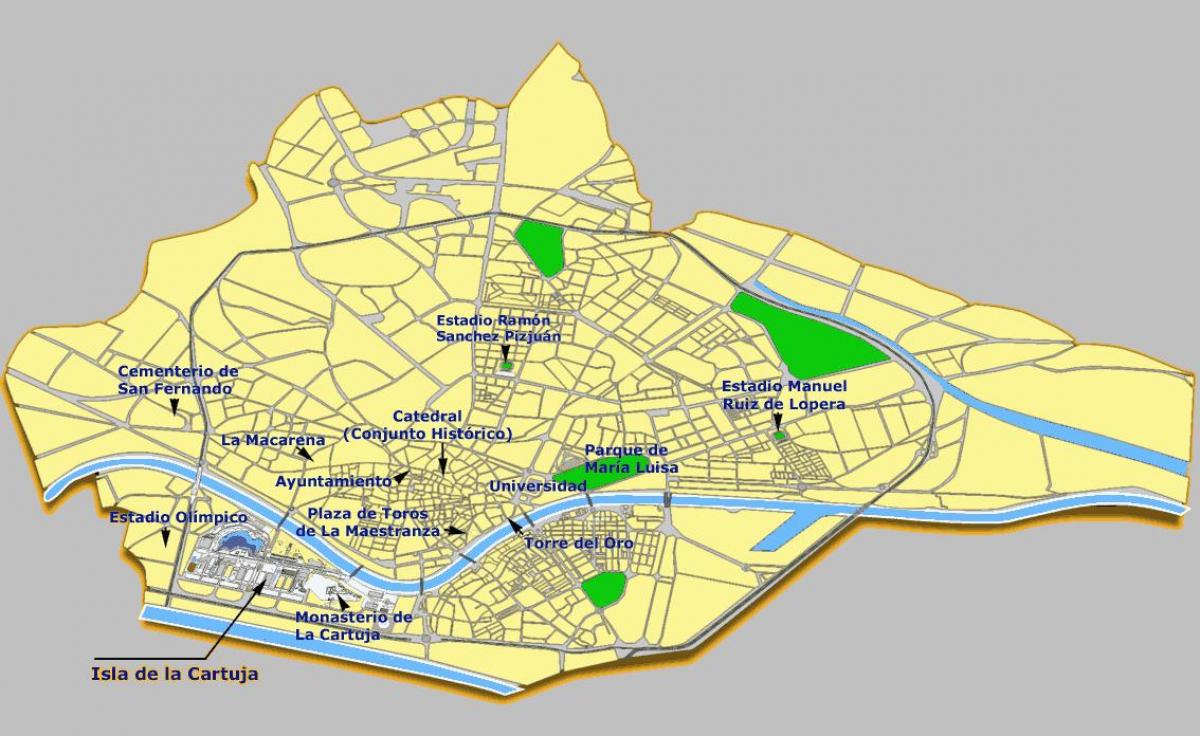 Sevilla španělsko atrakce mapa