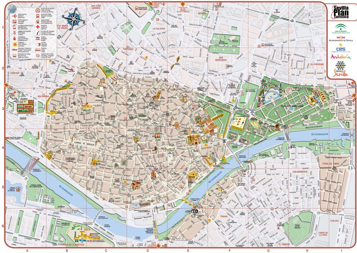 mapa města Sevilla, španělsko