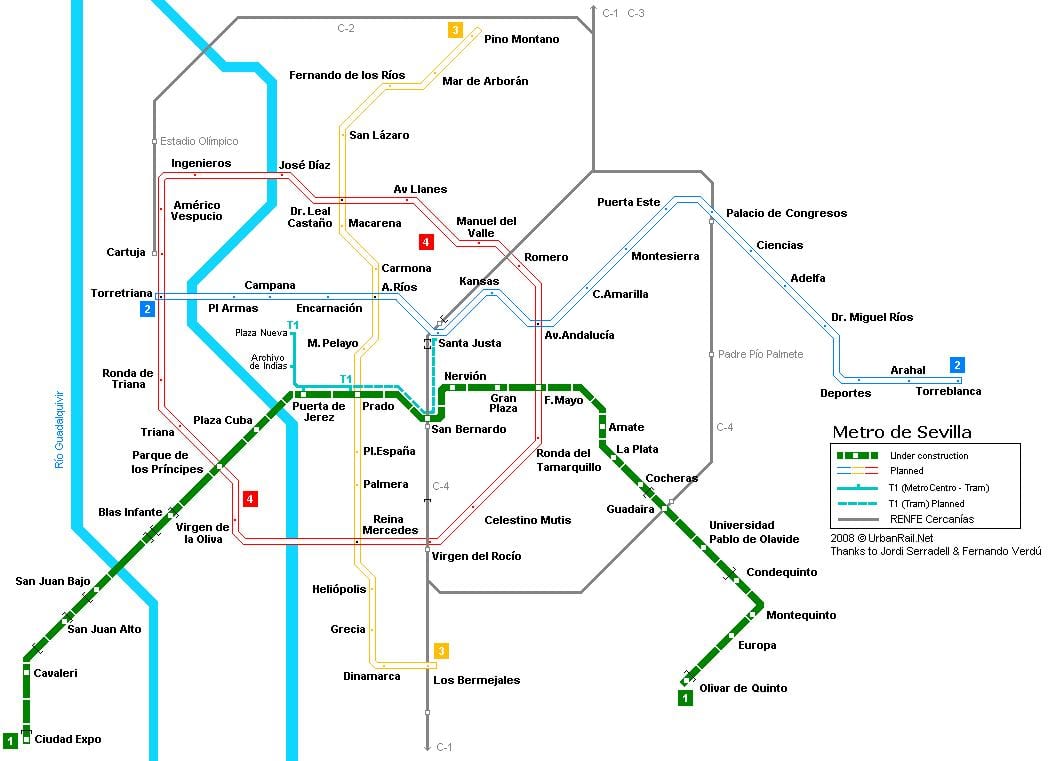 mapa Sevilla železniční stanice