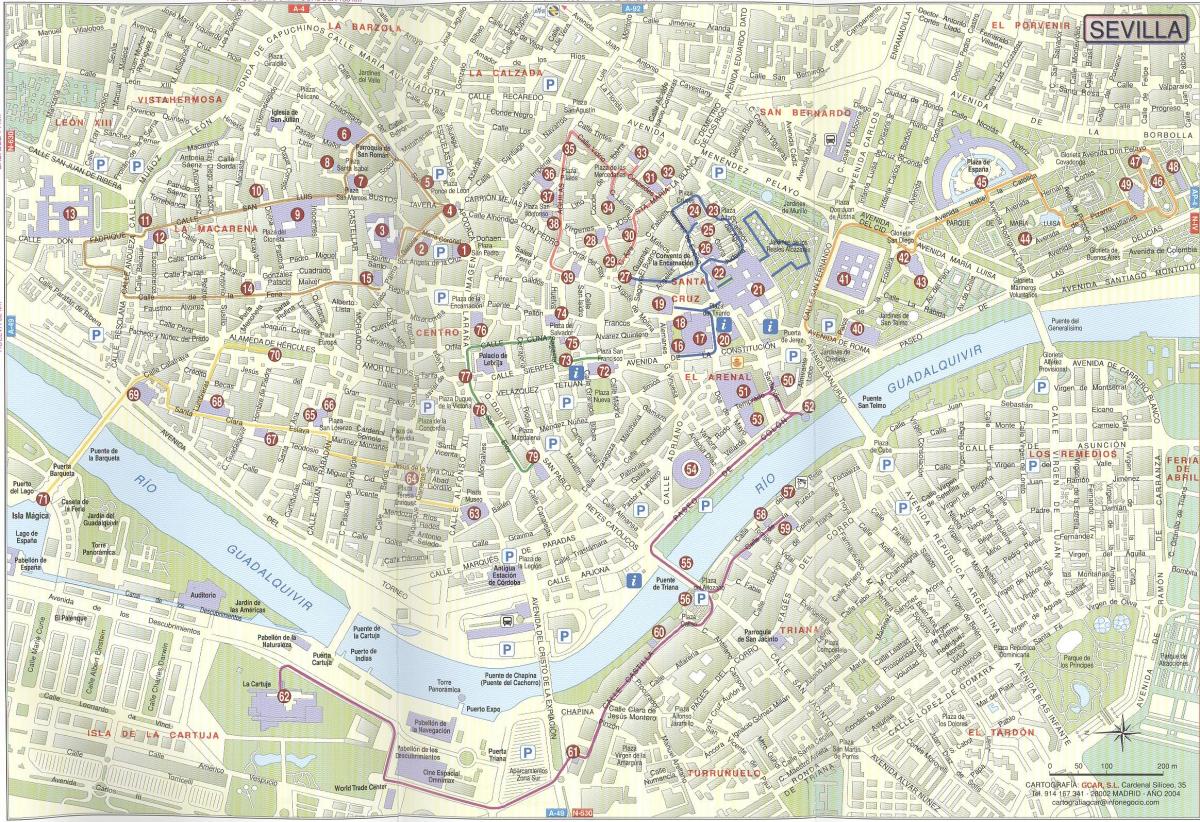 ulice mapa z Sevilla španělsko