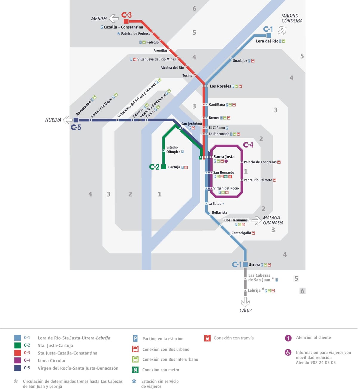 mapa Sevilla vlak 