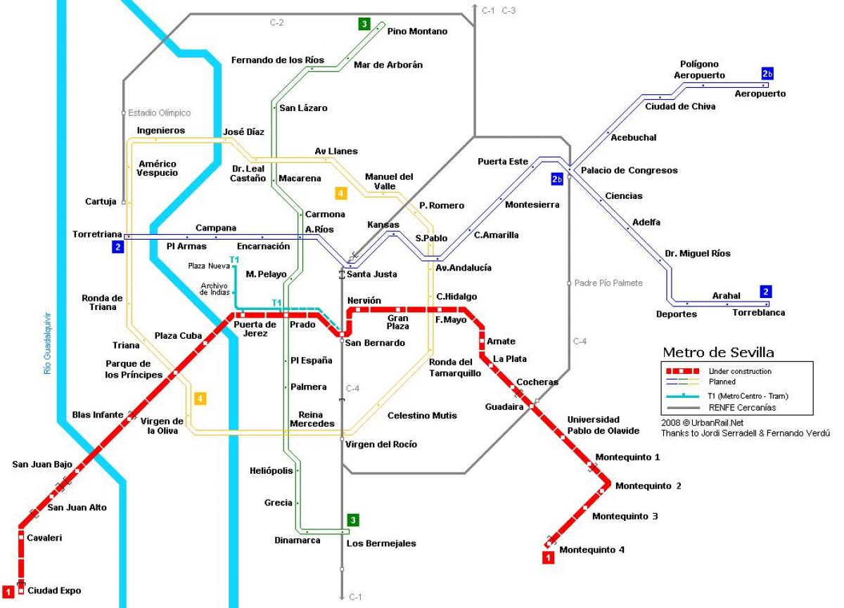 mapa metra Sevilla