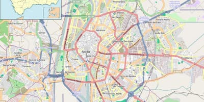 Mapa Sevilla španělsko čtvrtí