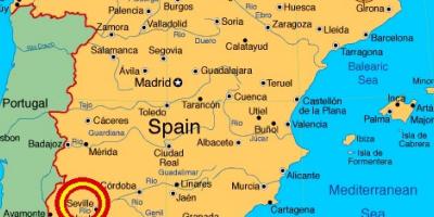 Mapa španělska ukazuje Sevilla