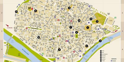 Mapa náměstí plaza de armas v Sevilla 