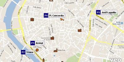 Mapa Sevilla parkoviště